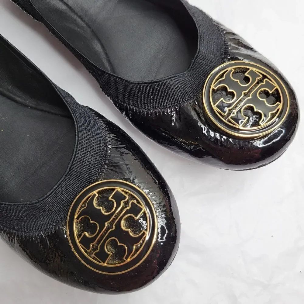 Tory Burch black patent flat 6.5M